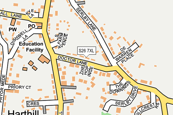 S26 7XL map - OS OpenMap – Local (Ordnance Survey) S26 7XL map - OS OpenMap – Local (Ordnance Survey)