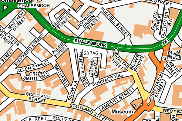 S3 7AG map - OS OpenMap – Local (Ordnance Survey)