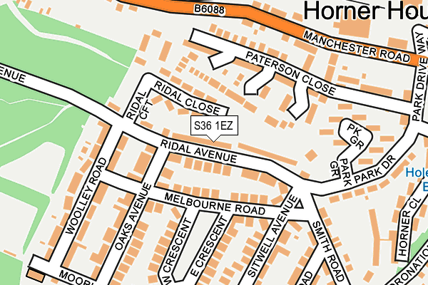 S36 1EZ map - OS OpenMap – Local (Ordnance Survey)