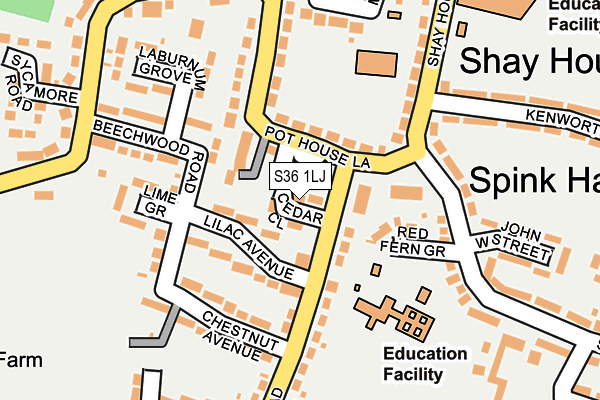 S36 1LJ map - OS OpenMap – Local (Ordnance Survey) S36 1LJ map - OS OpenMap – Local (Ordnance Survey)