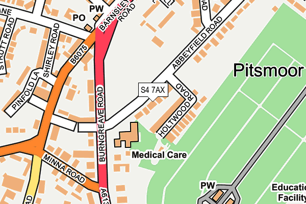 S4 7AX map - OS OpenMap – Local (Ordnance Survey)
