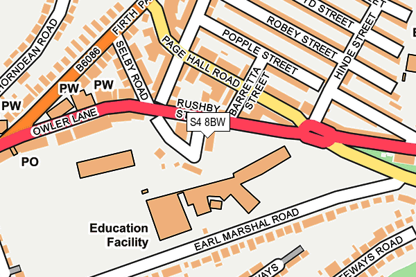S4 8BW map - OS OpenMap – Local (Ordnance Survey) S4 8BW map - OS OpenMap – Local (Ordnance Survey)