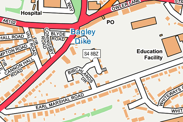 S4 8BZ map - OS OpenMap – Local (Ordnance Survey) S4 8BZ map - OS OpenMap – Local (Ordnance Survey)