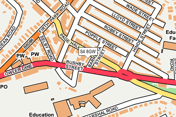 S4 8GW map - OS OpenMap – Local (Ordnance Survey)