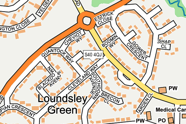 S40 4QJ map - OS OpenMap – Local (Ordnance Survey)
