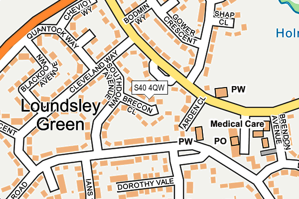 S40 4QW map - OS OpenMap – Local (Ordnance Survey)