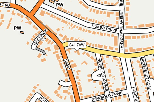 S41 7AW map - OS OpenMap – Local (Ordnance Survey) S41 7AW map - OS OpenMap – Local (Ordnance Survey)