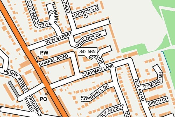 S42 5BN map - OS OpenMap – Local (Ordnance Survey) S42 5BN map - OS OpenMap – Local (Ordnance Survey)