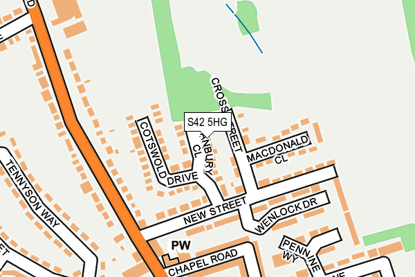 S42 5HG map - OS OpenMap – Local (Ordnance Survey) S42 5HG map - OS OpenMap – Local (Ordnance Survey)