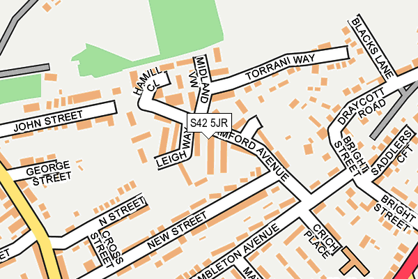 S42 5JR map - OS OpenMap – Local (Ordnance Survey) S42 5JR map - OS OpenMap – Local (Ordnance Survey)