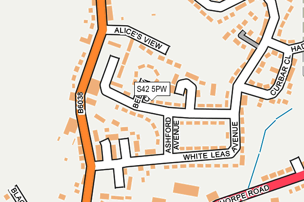 S42 5PW map - OS OpenMap – Local (Ordnance Survey)