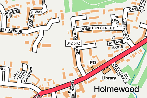 S42 5RZ map - OS OpenMap – Local (Ordnance Survey)