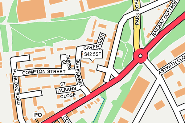 S42 5SF map - OS OpenMap – Local (Ordnance Survey) S42 5SF map - OS OpenMap – Local (Ordnance Survey)