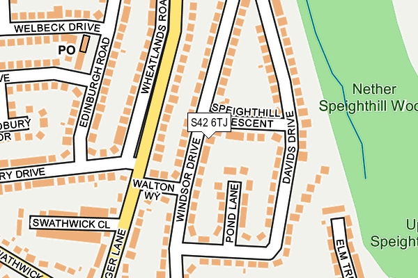 S42 6TJ map - OS OpenMap – Local (Ordnance Survey)