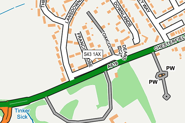 S43 1AX map - OS OpenMap – Local (Ordnance Survey) S43 1AX map - OS OpenMap – Local (Ordnance Survey)