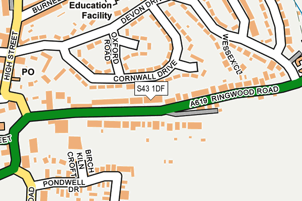 S43 1DF map - OS OpenMap – Local (Ordnance Survey) S43 1DF map - OS OpenMap – Local (Ordnance Survey)
