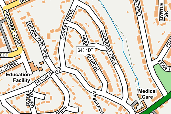 S43 1DT map - OS OpenMap – Local (Ordnance Survey) S43 1DT map - OS OpenMap – Local (Ordnance Survey)