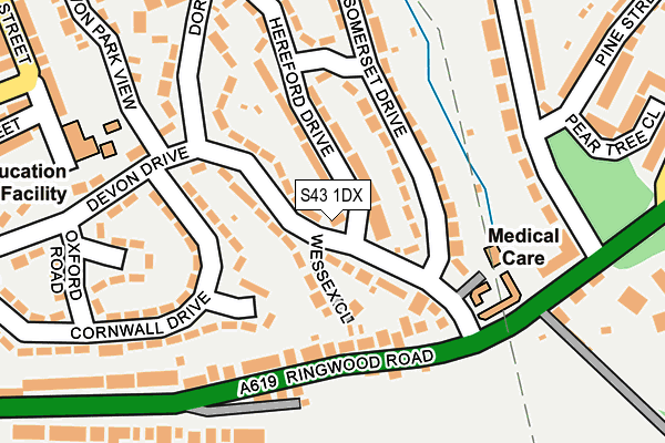 S43 1DX map - OS OpenMap – Local (Ordnance Survey) S43 1DX map - OS OpenMap – Local (Ordnance Survey)