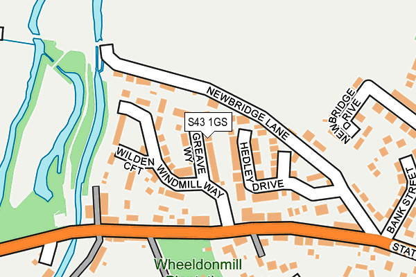 S43 1GS map - OS OpenMap – Local (Ordnance Survey)