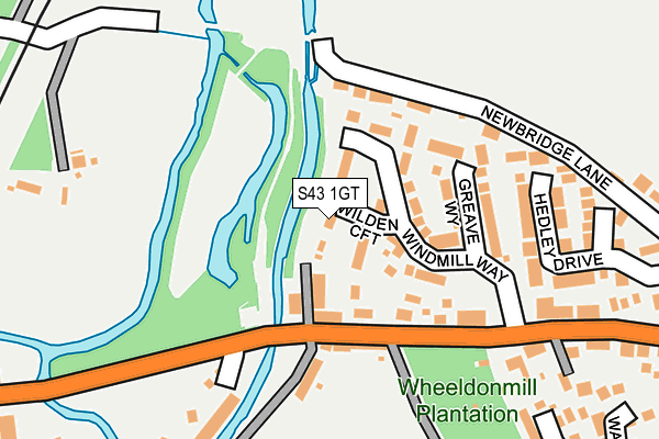 S43 1GT map - OS OpenMap – Local (Ordnance Survey)