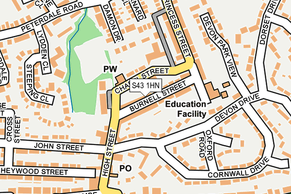 S43 1HN map - OS OpenMap – Local (Ordnance Survey) S43 1HN map - OS OpenMap – Local (Ordnance Survey)