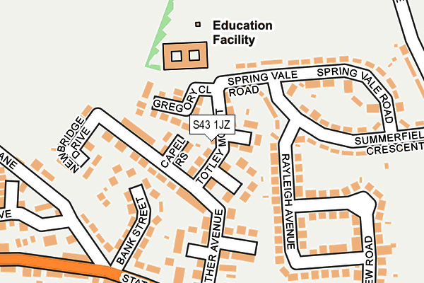 S43 1JZ map - OS OpenMap – Local (Ordnance Survey) S43 1JZ map - OS OpenMap – Local (Ordnance Survey)