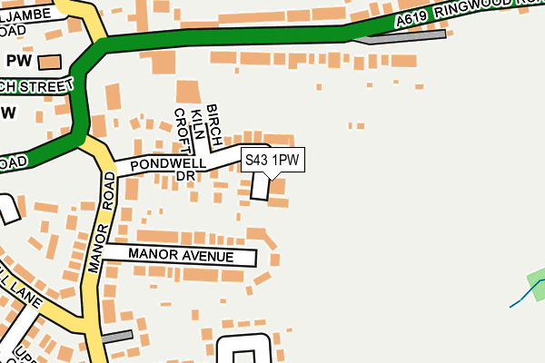 S43 1PW map - OS OpenMap – Local (Ordnance Survey)