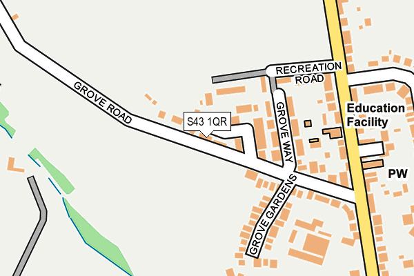 S43 1QR map - OS OpenMap – Local (Ordnance Survey) S43 1QR map - OS OpenMap – Local (Ordnance Survey)