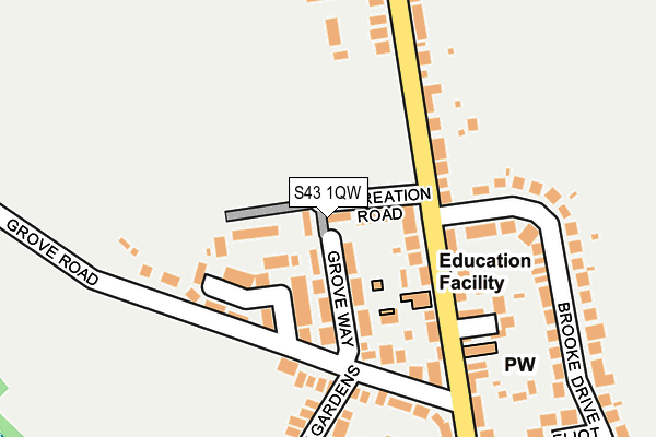 S43 1QW map - OS OpenMap – Local (Ordnance Survey) S43 1QW map - OS OpenMap – Local (Ordnance Survey)