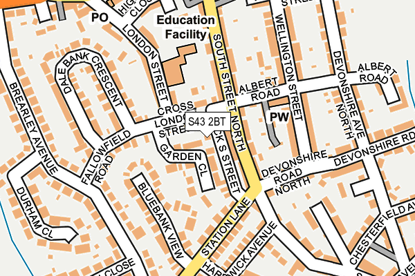 S43 2BT map - OS OpenMap – Local (Ordnance Survey) S43 2BT map - OS OpenMap – Local (Ordnance Survey)