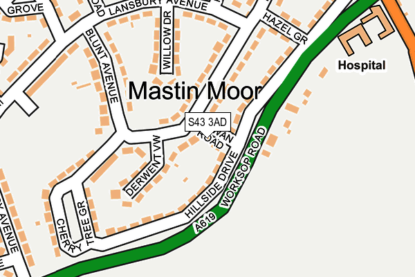 S43 3AD map - OS OpenMap – Local (Ordnance Survey) S43 3AD map - OS OpenMap – Local (Ordnance Survey)
