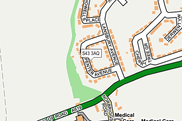 S43 3AQ map - OS OpenMap – Local (Ordnance Survey) S43 3AQ map - OS OpenMap – Local (Ordnance Survey)