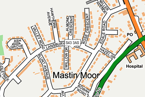 S43 3AS map - OS OpenMap – Local (Ordnance Survey)