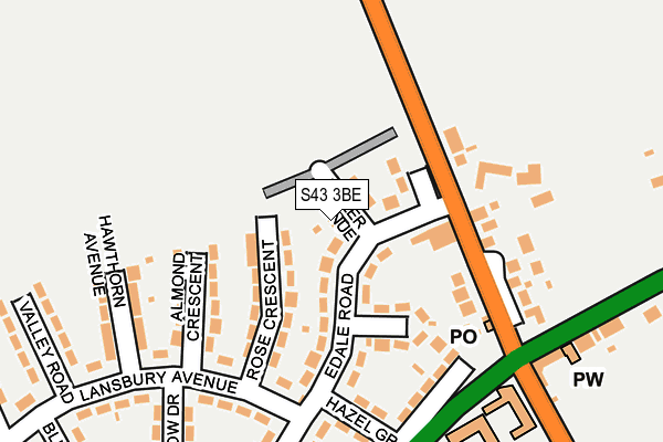 S43 3BE map - OS OpenMap – Local (Ordnance Survey) S43 3BE map - OS OpenMap – Local (Ordnance Survey)