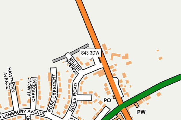 S43 3DW map - OS OpenMap – Local (Ordnance Survey) S43 3DW map - OS OpenMap – Local (Ordnance Survey)