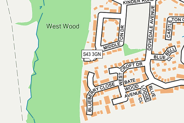 S43 3GN map - OS OpenMap – Local (Ordnance Survey)