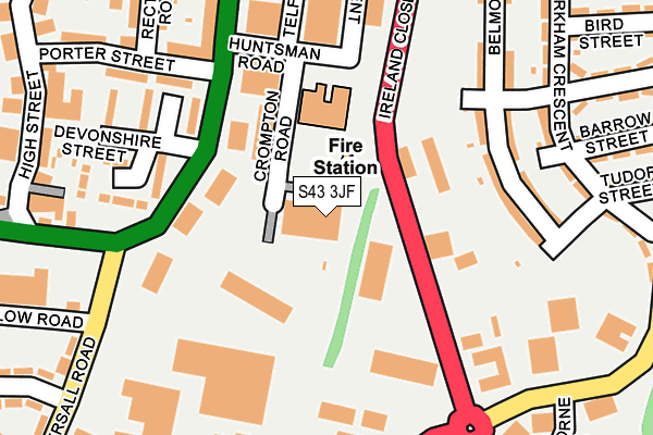 S43 3JF map - OS OpenMap – Local (Ordnance Survey)