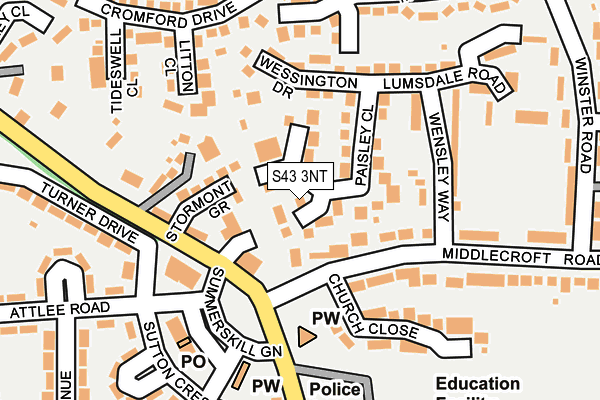 S43 3NT map - OS OpenMap – Local (Ordnance Survey) S43 3NT map - OS OpenMap – Local (Ordnance Survey)