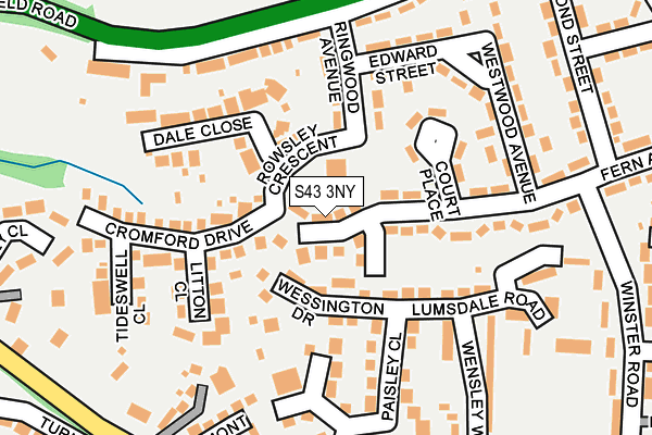 S43 3NY map - OS OpenMap – Local (Ordnance Survey) S43 3NY map - OS OpenMap – Local (Ordnance Survey)
