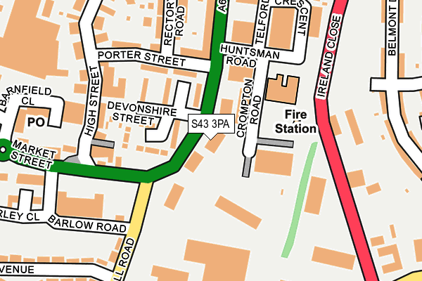 S43 3PA map - OS OpenMap – Local (Ordnance Survey) S43 3PA map - OS OpenMap – Local (Ordnance Survey)