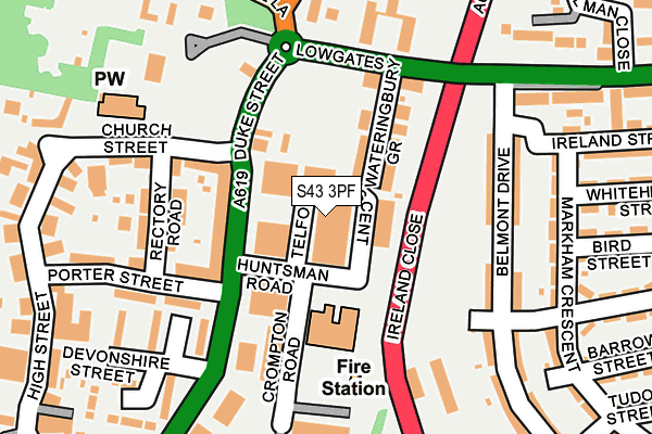 S43 3PF map - OS OpenMap – Local (Ordnance Survey) S43 3PF map - OS OpenMap – Local (Ordnance Survey)
