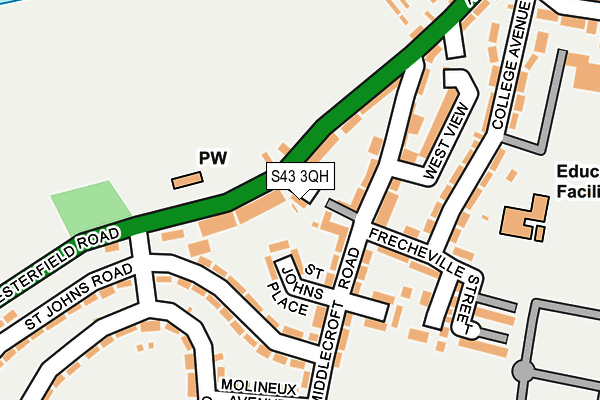 S43 3QH map - OS OpenMap – Local (Ordnance Survey) S43 3QH map - OS OpenMap – Local (Ordnance Survey)