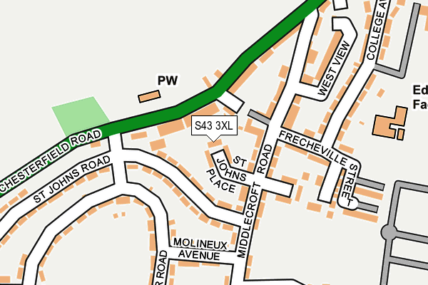S43 3XL map - OS OpenMap – Local (Ordnance Survey) S43 3XL map - OS OpenMap – Local (Ordnance Survey)