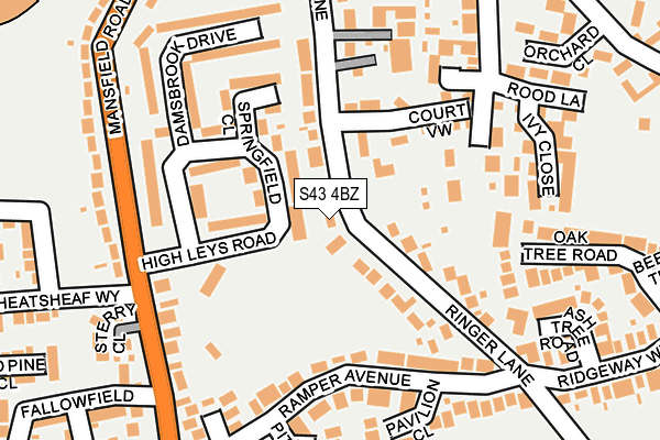 S43 4BZ map - OS OpenMap – Local (Ordnance Survey) S43 4BZ map - OS OpenMap – Local (Ordnance Survey)
