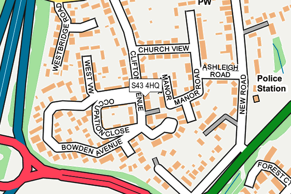 S43 4HQ map - OS OpenMap – Local (Ordnance Survey) S43 4HQ map - OS OpenMap – Local (Ordnance Survey)