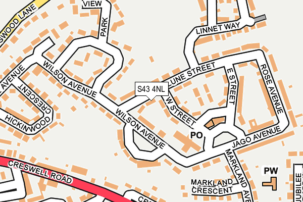 S43 4NL map - OS OpenMap – Local (Ordnance Survey) S43 4NL map - OS OpenMap – Local (Ordnance Survey)