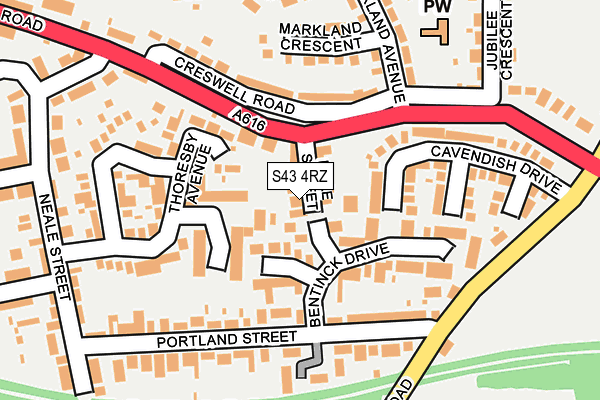 S43 4RZ map - OS OpenMap – Local (Ordnance Survey) S43 4RZ map - OS OpenMap – Local (Ordnance Survey)
