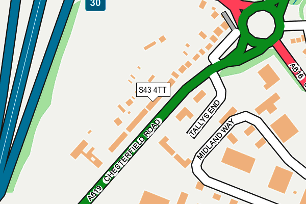 S43 4TT map - OS OpenMap – Local (Ordnance Survey) S43 4TT map - OS OpenMap – Local (Ordnance Survey)