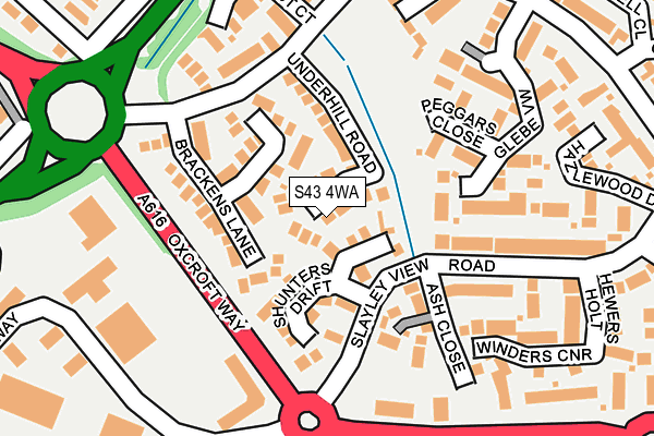 S43 4WA map - OS OpenMap – Local (Ordnance Survey) S43 4WA map - OS OpenMap – Local (Ordnance Survey)