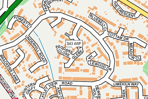 S43 4WF map - OS OpenMap – Local (Ordnance Survey) S43 4WF map - OS OpenMap – Local (Ordnance Survey)